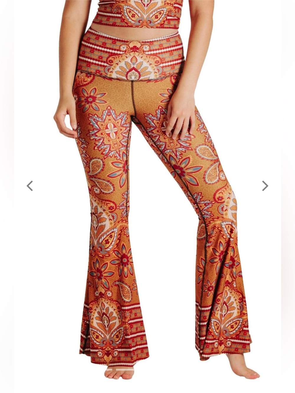 YOGA DEMOCRACY Original Bell Bottom Flared Yoga Pants Rad Paisley Eco Friendly S